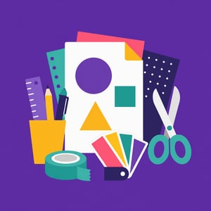 Purple Background With Creative Materials