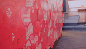 Boston Pizza Paper Hearts wall