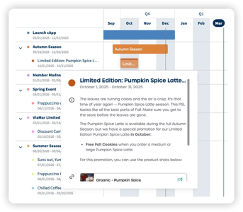 Maandelijkse marketing kalender marvia voorbeeld