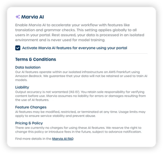 Marvia AI instellingen