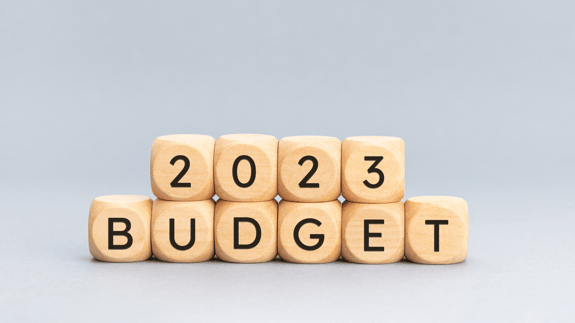 2023 budget in wooden blocks