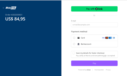 Stripe connect integratie Marvia
