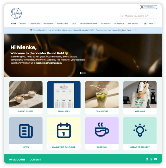 Voorbeeld Marvia franchise marketing platform