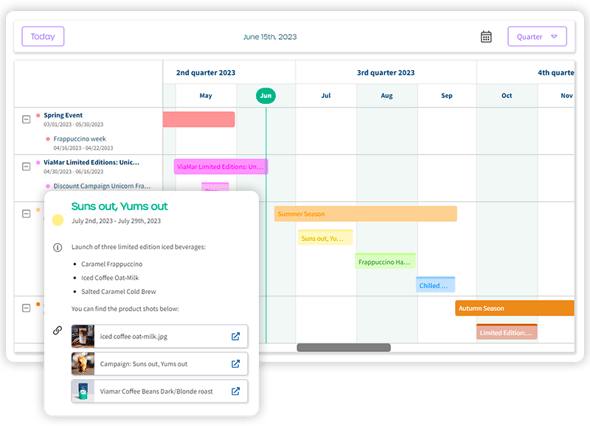 Marketing kalender met campagnes
