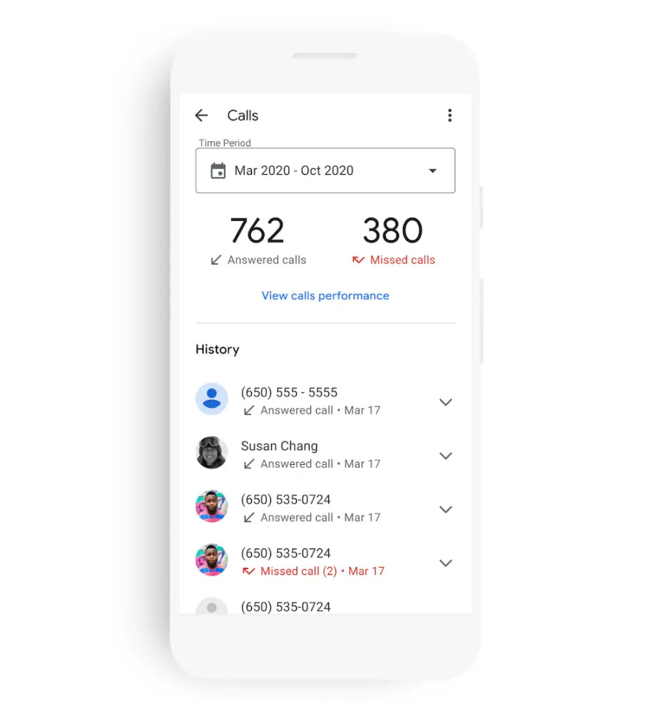 Call history google 